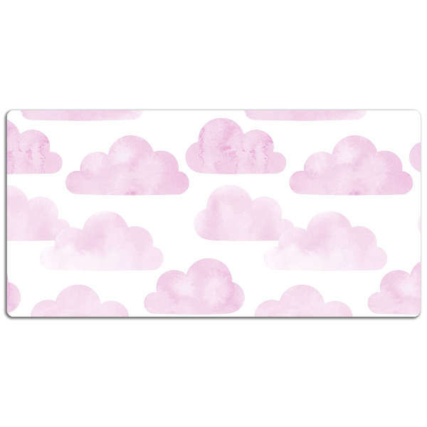 Large desk mat table protector pink clouds