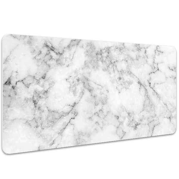 Large desk pad PVC protector white marble