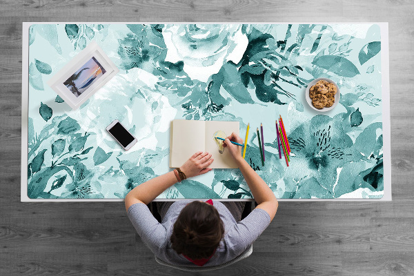 Full desk pad blue flowers