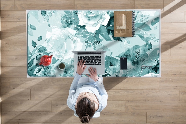 Full desk pad blue flowers