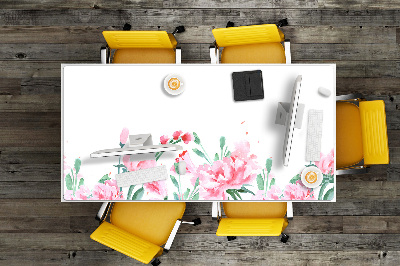 Large desk mat table protector pink flowers