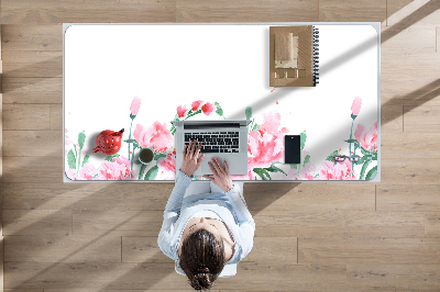 Large desk mat table protector pink flowers