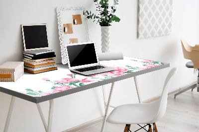 Large desk mat table protector pink flowers