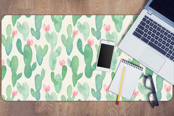 Large desk mat table protector cactus spots