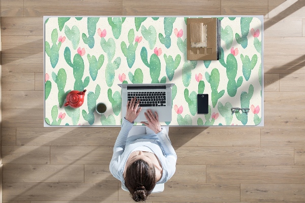 Large desk mat table protector cactus spots