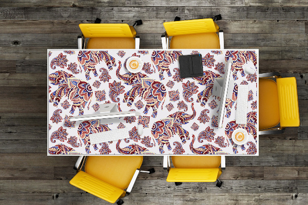 Large desk pad PVC protector Paisley elephant