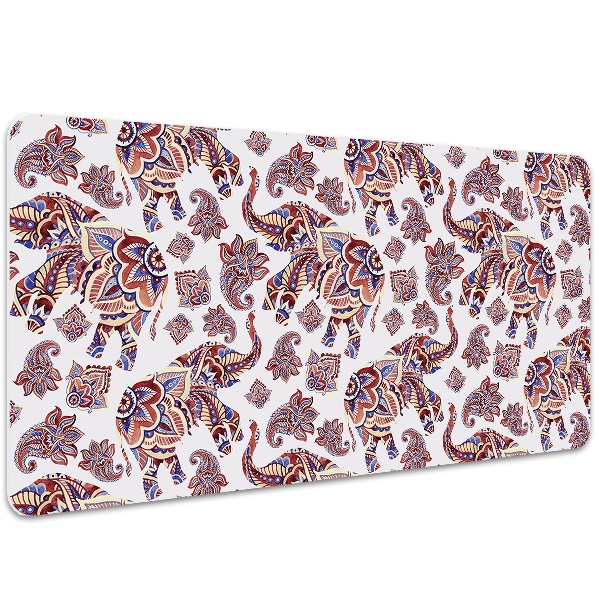 Large desk pad PVC protector Paisley elephant
