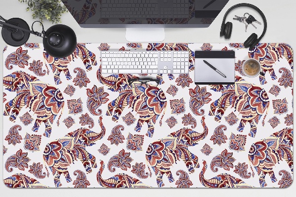 Large desk pad PVC protector Paisley elephant