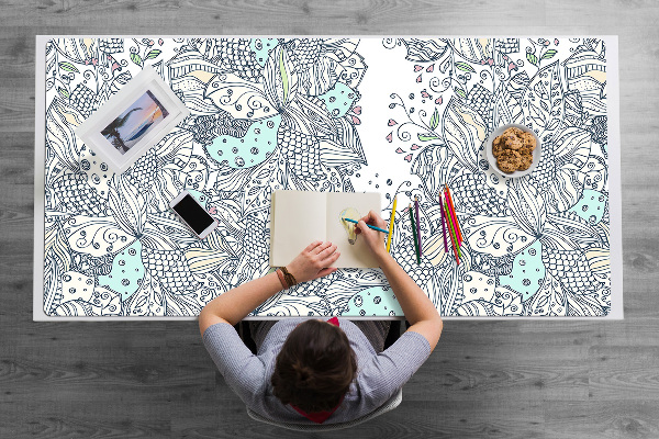 Large desk mat for children flowers