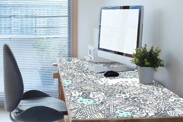 Large desk mat for children flowers