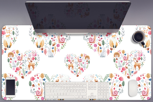 Full desk protector Fox Rabbit Heart