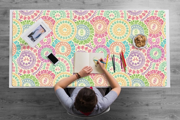 Large desk pad PVC protector circular pattern