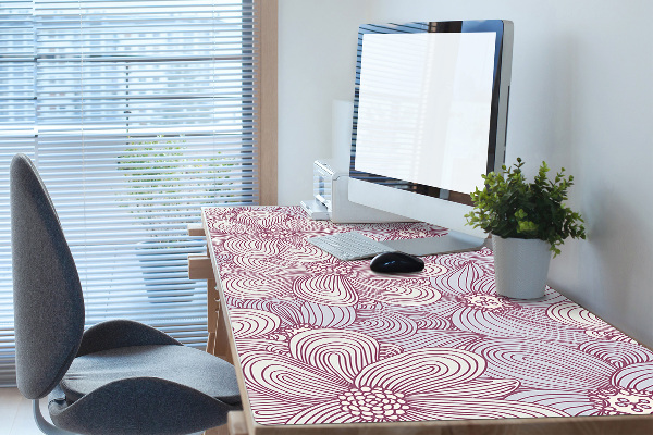 Large desk mat table protector flowers Doodle