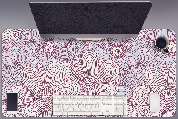 Large desk mat table protector flowers Doodle