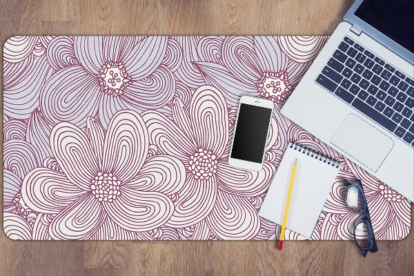Large desk mat table protector flowers Doodle