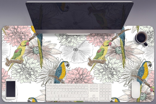 Desk pad Parrot and flowers