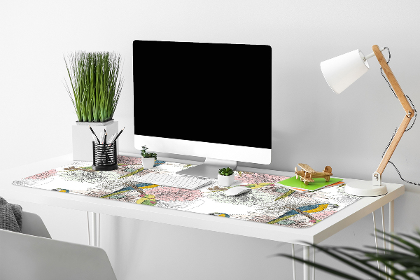 Desk pad Parrot and flowers