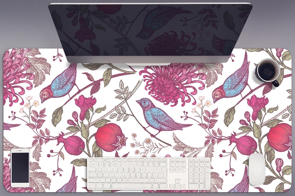 Full desk mat Birds and flowers