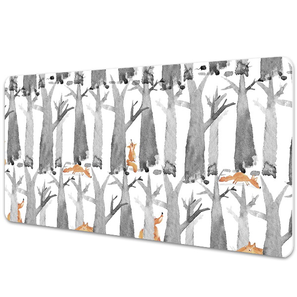 Large desk mat table protector Foxes in the forest