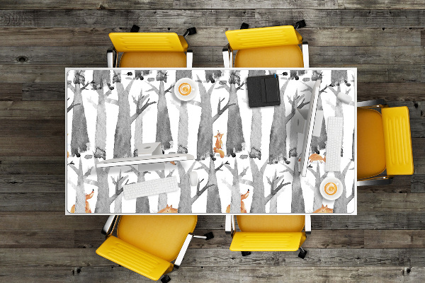 Large desk mat table protector Foxes in the forest