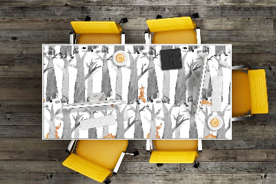 Large desk mat table protector Foxes in the forest
