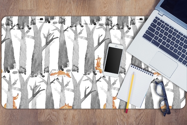 Large desk mat table protector Foxes in the forest