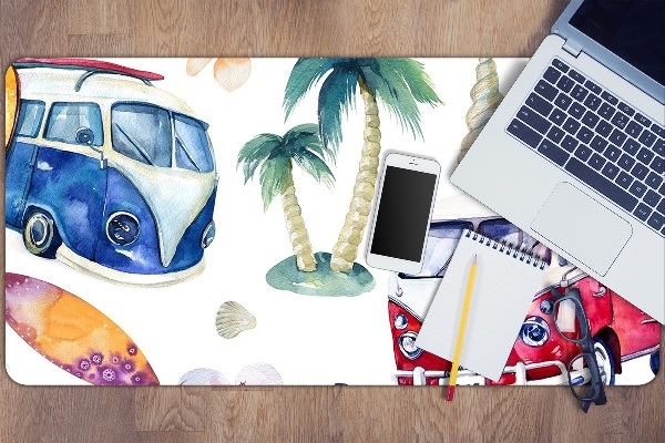 Large desk pad PVC protector Surfer Beach
