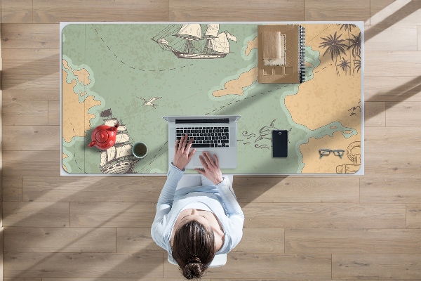 Large desk pad PVC protector Treasure map