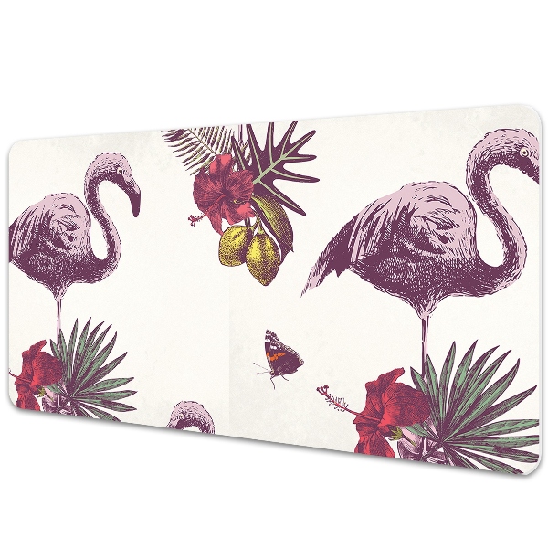 Desk mat Flamingos & Hibiscus