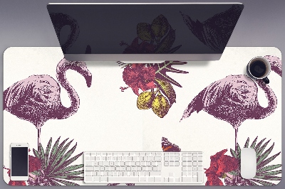 Desk mat Flamingos & Hibiscus