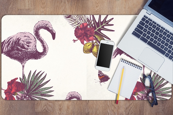 Desk mat Flamingos & Hibiscus