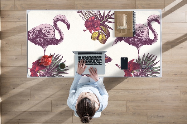 Desk mat Flamingos & Hibiscus