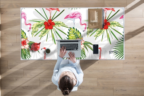 Full desk pad Flamingos and flowers