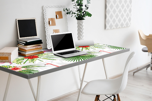 Full desk pad Flamingos and flowers