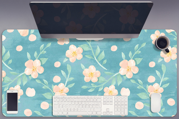 Full desk protector pastel flowers