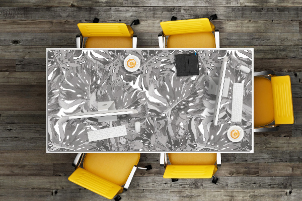 Large desk pad PVC protector gray leaves
