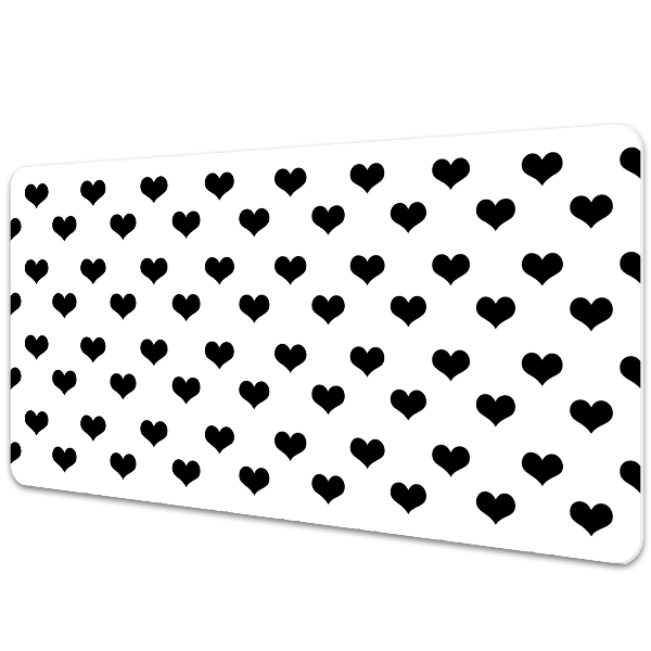 Large desk pad PVC protector black hearts