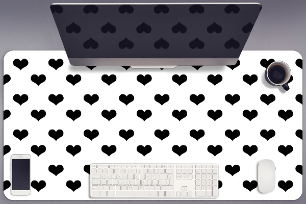 Large desk pad PVC protector black hearts