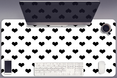 Large desk pad PVC protector black hearts