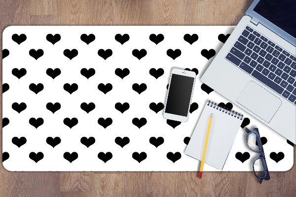 Large desk pad PVC protector black hearts