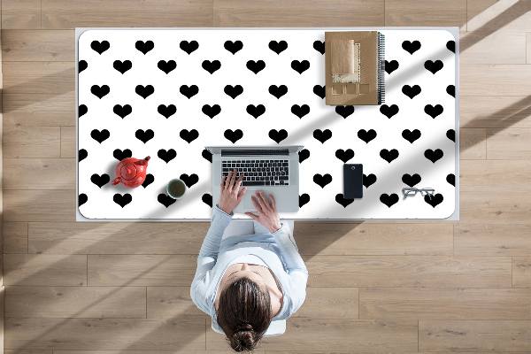 Large desk pad PVC protector black hearts