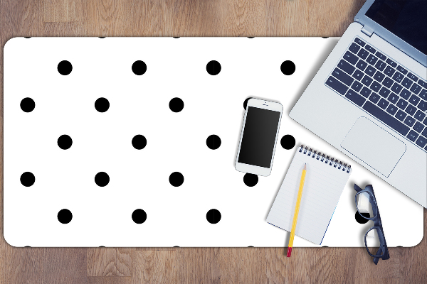 Large desk mat table protector Black dots