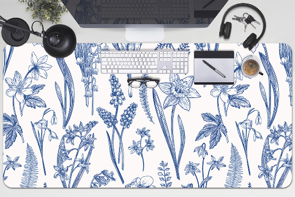 Large desk pad PVC protector wildflowers