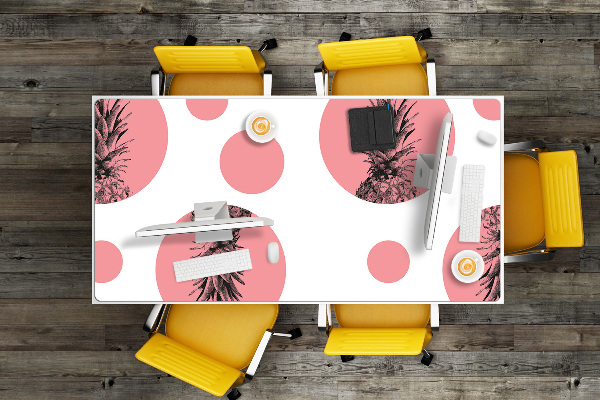 Large desk mat table protector pink pineapple