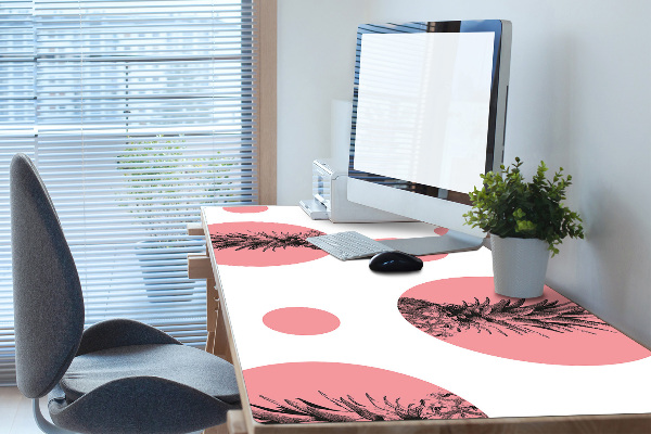 Large desk mat table protector pink pineapple