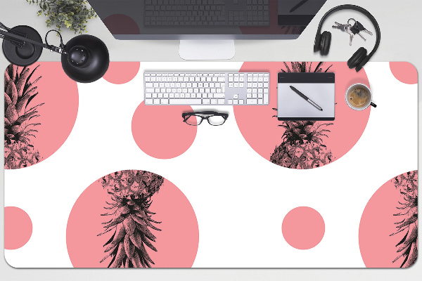 Large desk mat table protector pink pineapple