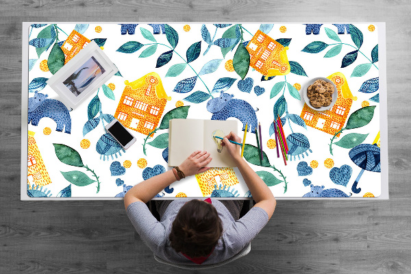 Large desk mat for children hippos