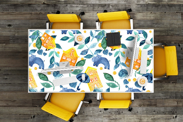 Large desk mat for children hippos