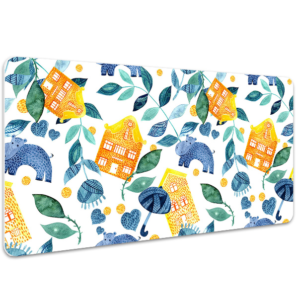 Large desk mat for children hippos