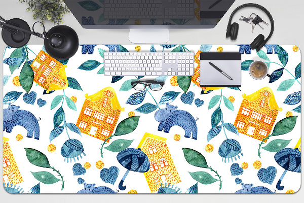 Large desk mat for children hippos